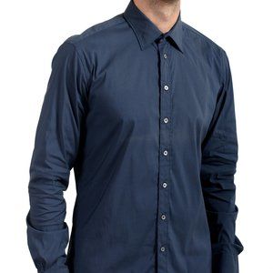 Malo Men's Blue Stretch Long Sleeve Dress Shirt